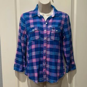 Abercrombie & Fitch plaid button down.  Lined. 100% cotton. Size SM. NWT